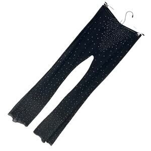 WOW!  COMPLETELY SEE THROUGH BLACK STRETCH BELL BOTTOM PANTS! SZ L